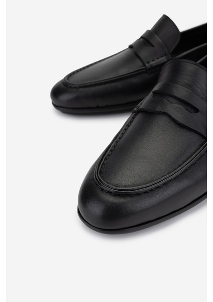 Erkek Hakiki Deri Siyah Loafer Ayakkabı 374 1834 Erk Ayk Y25 Sıyah Nappa