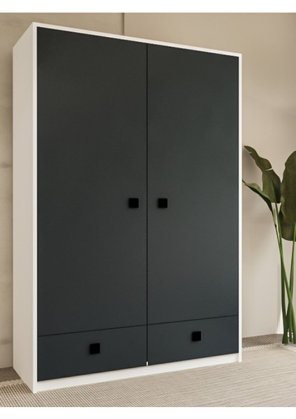 Niel 2 Kapaklı Çok Amaçlı Gardırop 120 cm – Ceviz/beyaz Veya Antrasit NL120 modelleri