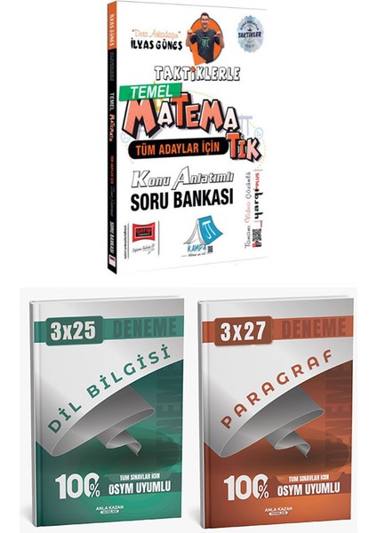Anla Kazan + Yargı 2026 Temel Matematik Konu Anlatımlı Soru ve Paragraf Dil Bilgisi Deneme 3 Lü Set