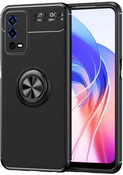 Oppo A55 4g Kılıf Siyah-Siyah Draco Yüzüklü Silikon Orijinal Esnek Ince Geliştirilmiş Dayanıklı Darbe Karşıtı Koruyucu Yeni Nesil Tasarım (Oppo A55 4g, Siyah-Siyah)