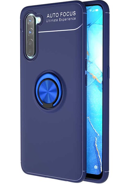 Oppo Reno 3 Kılıf Lacivert-Mavi Draco Yüzüklü Silikon Orijinal Esnek Ince Geliştirilmiş Dayanıklı Darbe Karşıtı Koruyucu Yeni Nesil Tasarım (Oppo Reno 3, Lacivert-Mavi)
