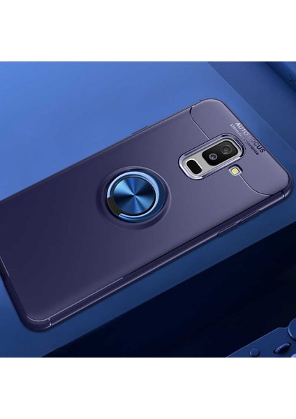 Samsung Galaxy A6 Plus 2018 Kılıf Siyah-Mavi Draco Yüzüklü Silikon Orijinal Esnek Ince Geliştirilmiş Dayanıklı Darbe Karşıtı Koruyucu Yeni Nesil Tasarım (Samsung Galaxy A6 Plus 2018, Siyah-Mavi)
