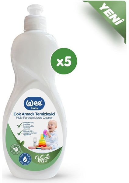 Elite Vegan Çok Amaçlı Temizleyici 500 ml Biberon Temizleyici Jel (5 Adet) 1 Adet