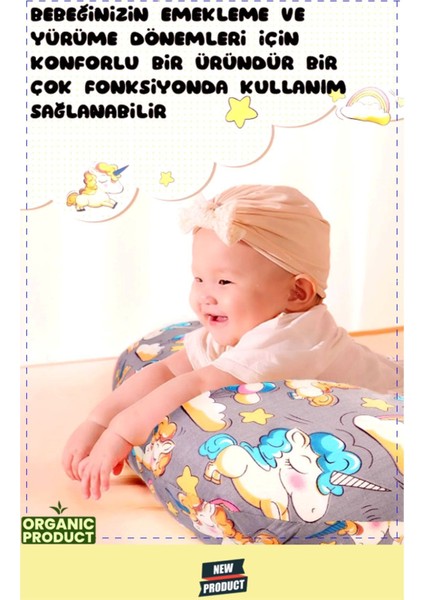 Elite Kolay Bakım Taşınabilir Yıldız Desenli Pamuklu Kumaş Bebek Emzirme Minderi Gri Emzirme Yastigi 1 Adet