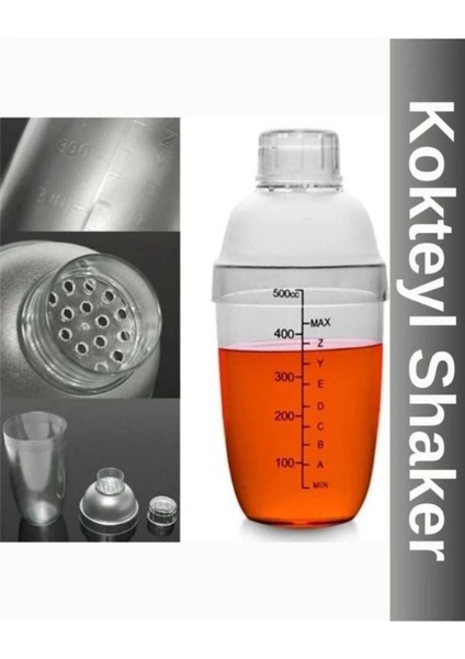 Şeffaf Polikarbon Kokteyl Karıştırıcı 500 ml, dayanıklı ve pratik kullanım sağlar