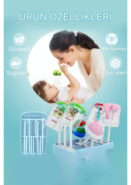 Elite Biberon Emzik Kurutmalık Çocuk Su Süt Mama Biberon Temizlik Yıkama Kurutma Çubukları Bebek Ürünleri 1 Adet
