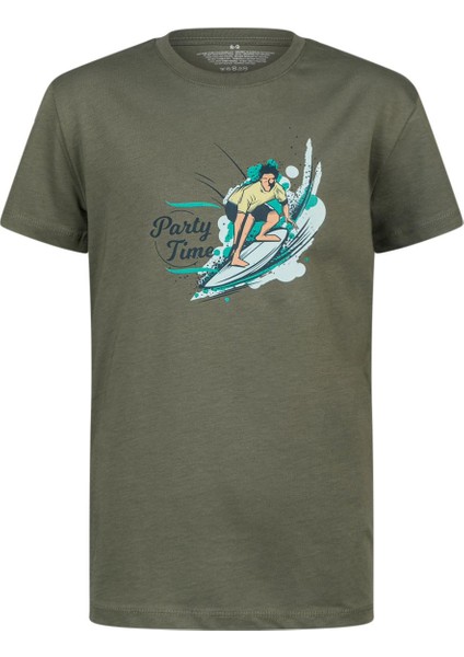 Aja Çocuk Baskılı T-Shirt Haki 216