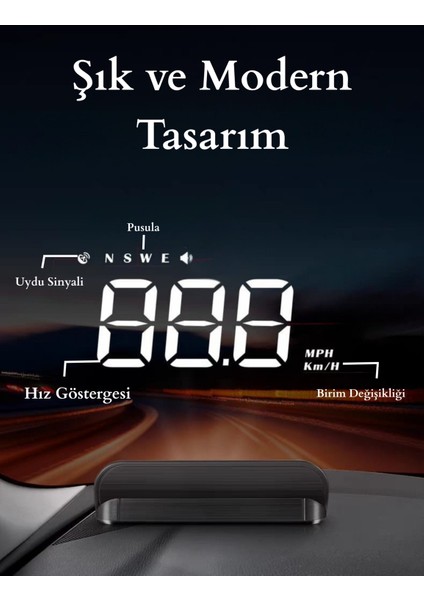 Dijital Kadran Yansıtıcı, Şık ve Minimal Tasarım, Net Görüntü, Kolay Kullanım