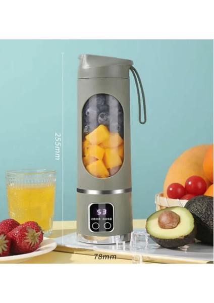 Metal taşınabilir elektrikli shaker, 500 ml, gri, şarj kablosu ile kolay kullanım