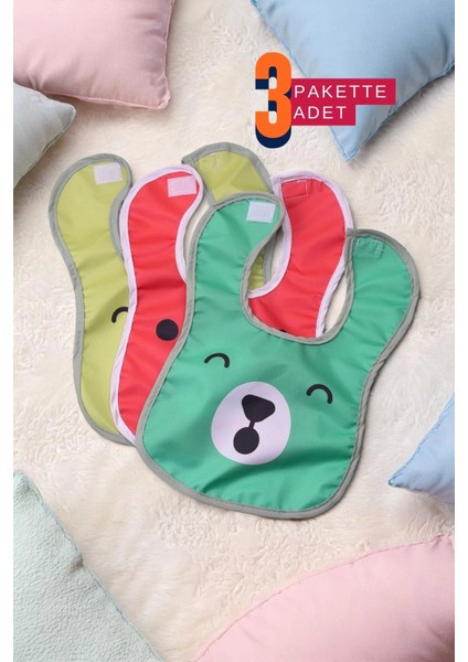 Elite Emoji Desenli 3'lü Bebek Mama ve Aktivite Önlüğü 0-12 Ay 1 Adet