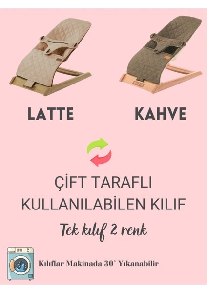 Quero Cotton Çift Renkli Kullanılabilen Çift Sallanır Ahşap Ana Kucağı