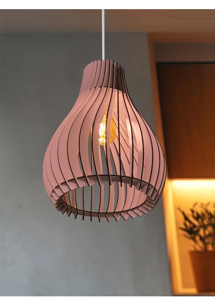 Vialux Bohem Modern Ahşap Avize Rustik Aydınlatma Butik Otantik Tekli Sarkıt Cafe Salon Mutfak Avize Lamba Yemek Masası Üzeri Avize