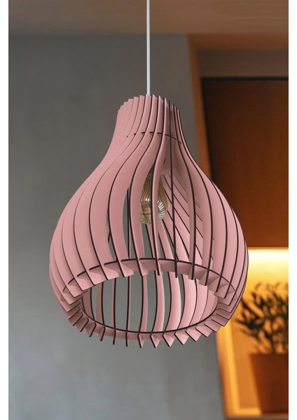 Vialux Bohem Modern Ahşap Avize Rustik Aydınlatma Butik Otantik Tekli Sarkıt Cafe Salon Mutfak Avize Lamba Yemek Masası Üzeri Avize