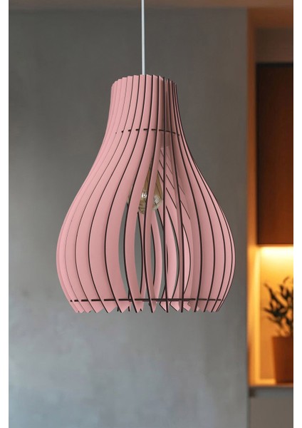 Vialux Bohem Modern Ahşap Avize Rustik Aydınlatma Butik Otantik Tekli Sarkıt Cafe Salon Mutfak Avize Lamba Yemek Masası Üzeri Avize