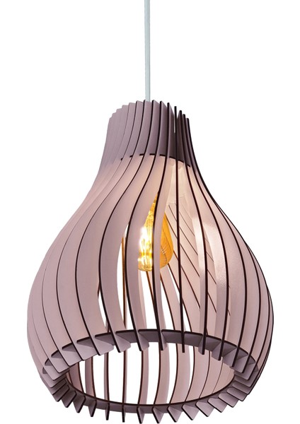 Vialux Bohem Modern Ahşap Avize Rustik Aydınlatma Butik Otantik Tekli Sarkıt Cafe Salon Mutfak Avize Lamba Yemek Masası Üzeri Avize