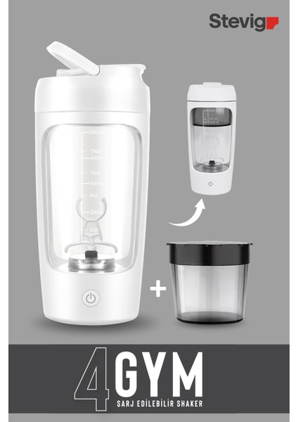 Elektrikli 4'lü Şarjlı Protein Öğütücü, 650 ml, Beyaz, Hafif ve Pratik Kullanım fırsatları