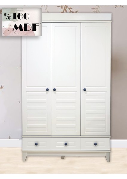 Stella Beyaz %100 Mdf 3 Kapılı Bebek&çocuk Gardırop