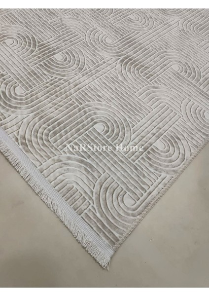 Kaymaz Taban Saçaklı Smart Diamond Krem Kabartmalı Yıkanabilir Kesme Yolluk Halı indirimleri