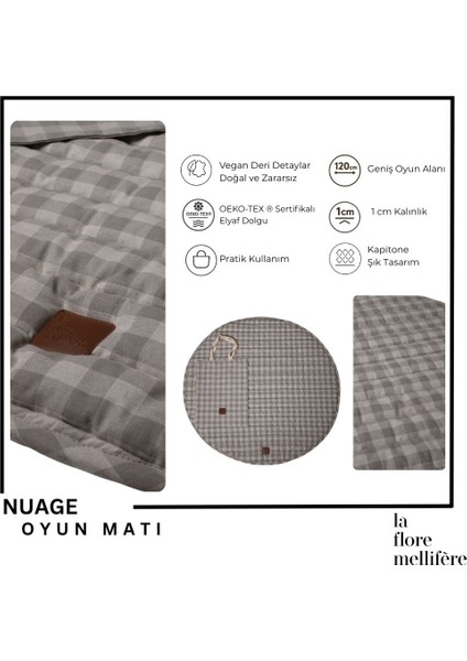 OEKO- TEX® Sertifikalı Elyaf Dolgulu Keten Karışımlı Bebek Oyun Matı – Yumuşak ve Nefes Alabilir modelleri