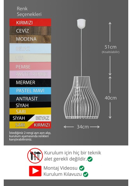 Vialux Bohem Modern Ahşap Avize Rustik Aydınlatma Butik Otantik Tekli Sarkıt Cafe Salon Mutfak Avize Lamba Yemek Masası Üzeri Avize