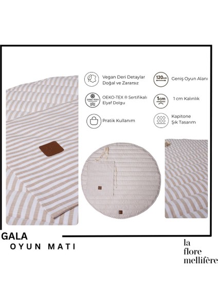 OEKO- TEX® Sertifikalı Elyaf Dolgulu Keten Karışımlı Bebek Oyun Matı – Yumuşak ve Nefes Alabilir modelleri