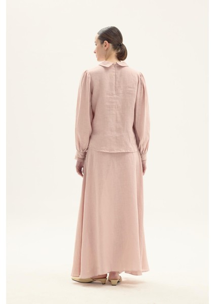 Elvira %100 Keten Etekli Takım Pembe modelleri