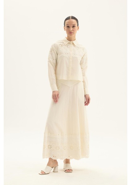 Lumos Poplin Etekli Takım Ekru