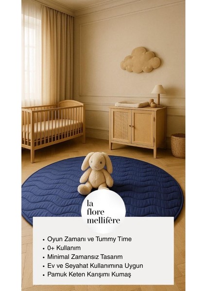 OEKO- TEX® Sertifikalı Elyaf Dolgulu Keten Karışımlı Bebek Oyun Matı – Yumuşak ve Nefes Alabilir fiyatları