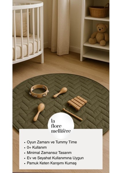 OEKO- TEX® Sertifikalı Elyaf Dolgulu Keten Karışımlı Bebek Oyun Matı – Yumuşak ve Nefes Alabilir fiyatları