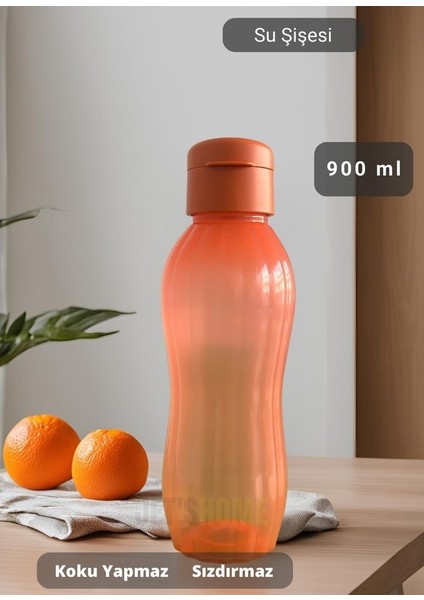 Su Şişesi Sızdırmaz Kapak Okul Matarası Bpa Free Suluk Orta Boy Kokusuz Matara Turuncu 900 ml modelleri