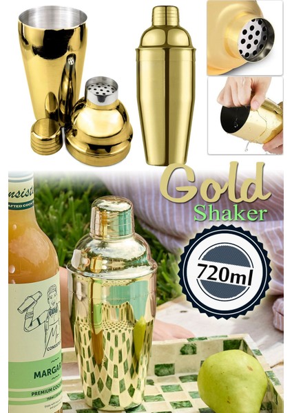 Paslanmaz Çelik Kokteyl Karıştırıcı, 720ml, Gold Renk, Şık ve Dayanıklı Tasarım