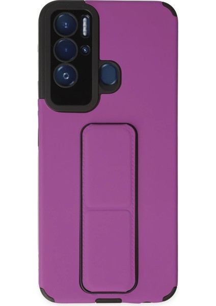 Tecno Pova Neo Kılıf Mega Standlı Silikon - Mor Inslm