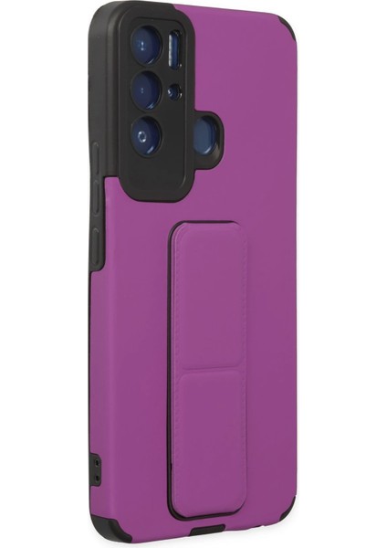 Tecno Pova Neo Kılıf Mega Standlı Silikon - Mor Inslm
