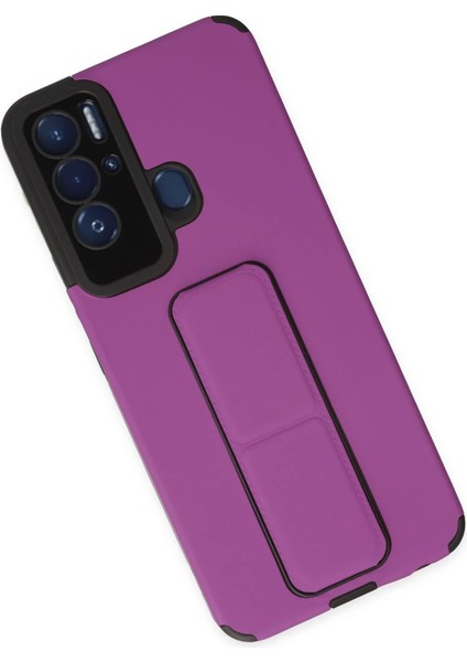 Tecno Pova Neo Kılıf Mega Standlı Silikon - Mor Inslm