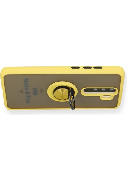 Xiaomi Redmi Note 8 Pro Kılıf Montreal Yüzüklü Silikon Kapak - Sarı Inslm