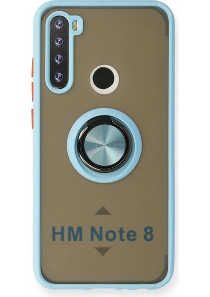 Xiaomi Redmi Note 8 Kılıf Montreal Yüzüklü Silikon Kapak - Buz Mavi Inslm