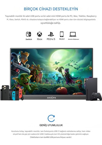Z1C 16.1 Full Hd 60Hz IPS Ultra Ince Taşınabilir Monitör fırsatları
