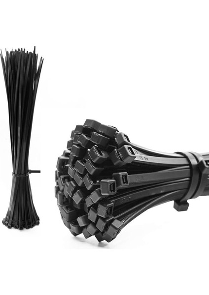 Plastik Cırt Kelepçe 3,6X370 mm 100 Adet Siyah Renk Zip Kablo Bağı Çok Amaçlı Bağlama Uzun