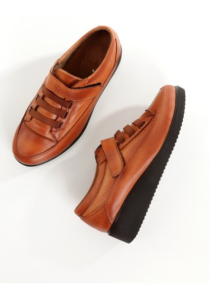 Caap Taba Renk Hakiki Deri Anatomik Cırt Cırtlı Hafif Rahat Genç Anne Ayakkabısı modelleri