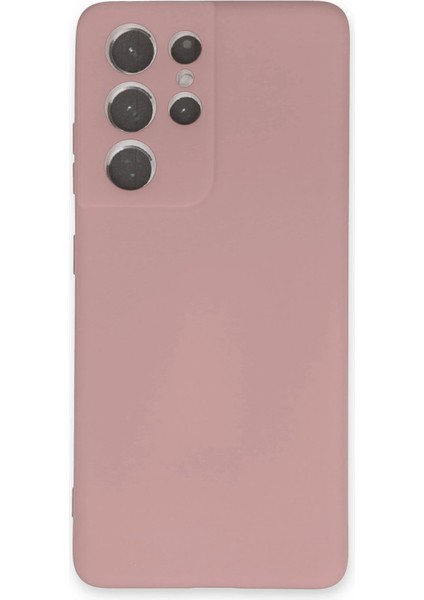 Samsung Galaxy S21 Ultra Kılıf Nano Içi Kadife Silikon - Pudra Inslm