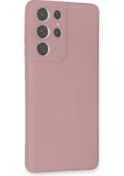 Samsung Galaxy S21 Ultra Kılıf Nano Içi Kadife Silikon - Pudra Inslm