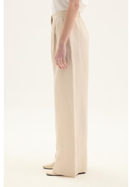 Elvira 100% Keten Palazzo Pantolon Bej modelleri
