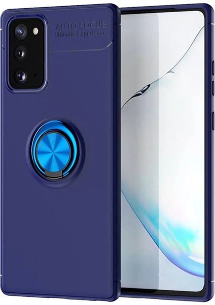 Samsung Galaxy Note 20 Kılıf Range Yüzüklü Silikon - Mavi Inslm