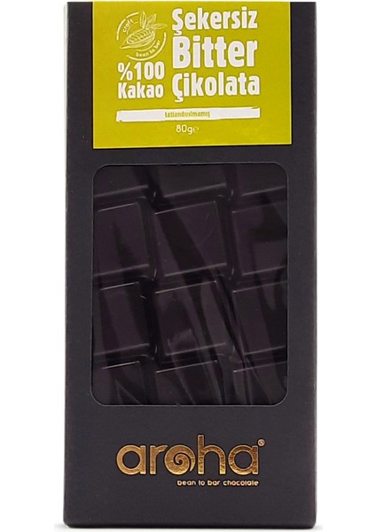 %80 Kakao Şekersiz Bitter Çikolata 80 g