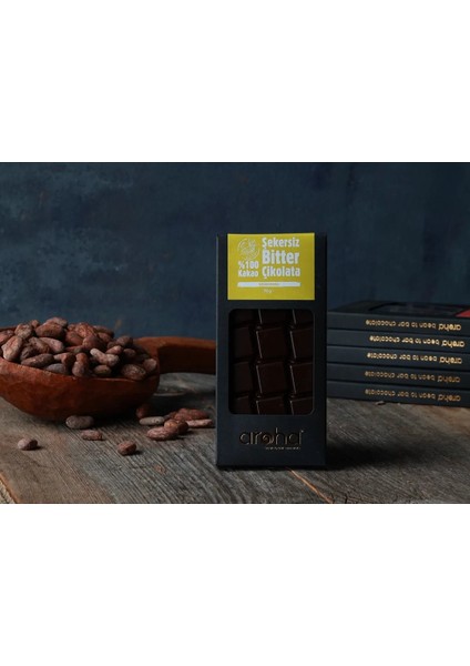 %80 Kakao Şekersiz Bitter Çikolata 80 g