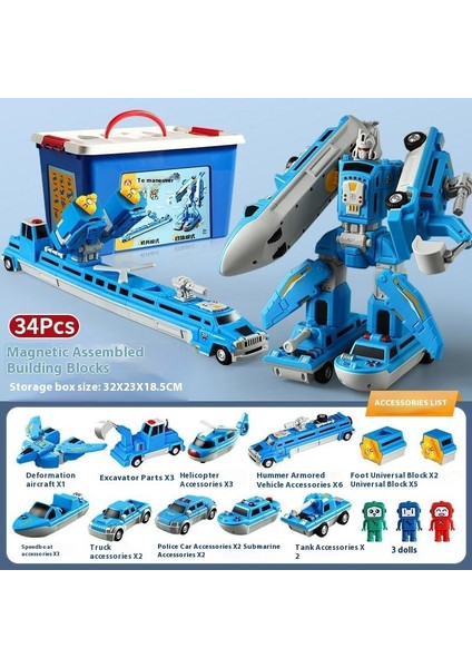 Erkek Çocuklar Için Manyetik Büyük Yapı Taşı Oyuncakları Eğitici Montaj Transformers Robotu (Yurt Dışından)
