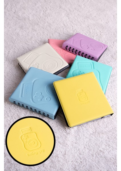 68 Fotoğraf Kapasiteli Spiralli Sarı Instax Polakart Fotoğraf Albümü