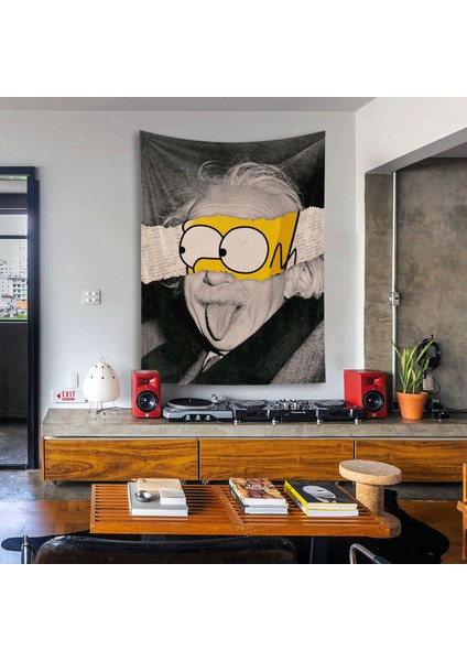 Albert Einstein / Homer Simpson Duvar Örtüsü - 100 cm x 135 cm