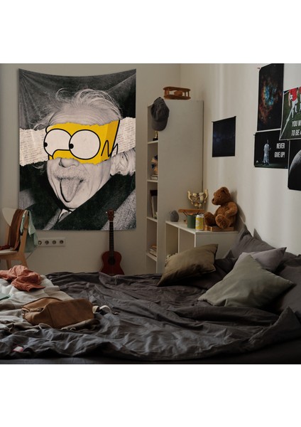 Albert Einstein / Homer Simpson Duvar Örtüsü - 100 cm x 135 cm