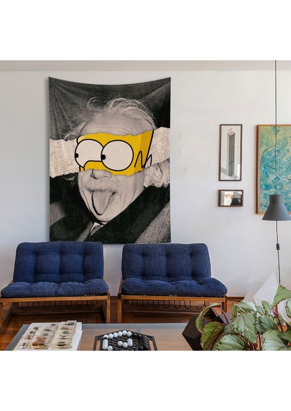 Albert Einstein / Homer Simpson Duvar Örtüsü - 100 cm x 135 cm